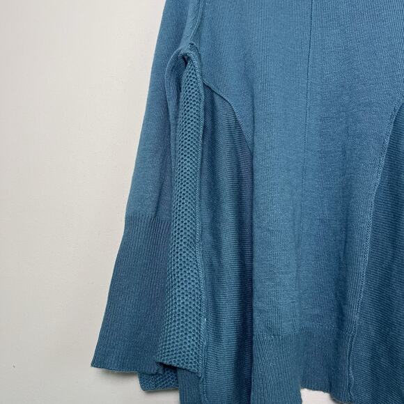 Soft Surroundings Women Waterfall Open Front Cardigan Ruffle Teal Sz L Wool Blen - Picture 13 of 16